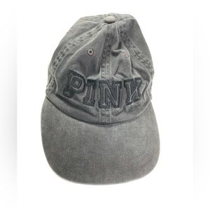 NEW Victoria’s Secret PINK Black Distressed Adjustable Baseball Cap Hat One Size